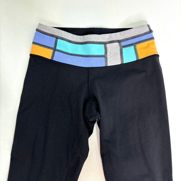 Lululemon Groove Skinny Reversible Black Quilted Waistband Leggings 2 - Picture 5 of 11